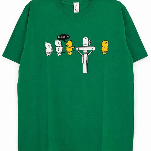 Sol's green short-sleeve T-shirt size L like new with humorous design