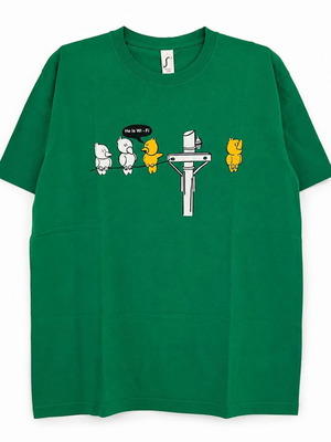 Sol's green short-sleeve T-shirt size L like new with humorous design