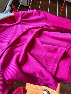 Shein pink long-sleeve crop top with chest cutout