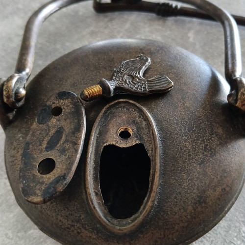 Antique Betty Oil Lamp used, cast iron with rooster design