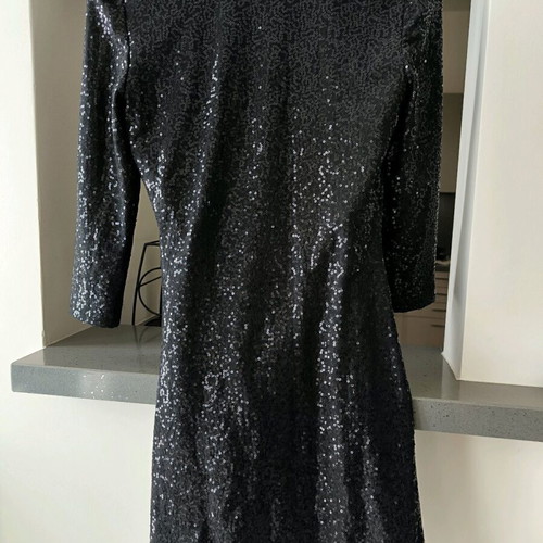 Black dress with sequins Sfera new, short long-sleeve