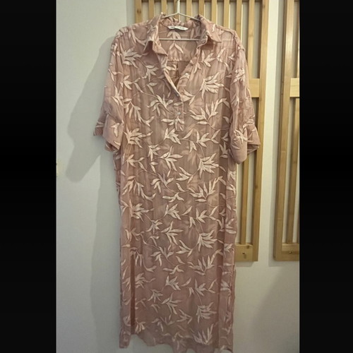Zara dress kaftan large pink semi-transparent like new