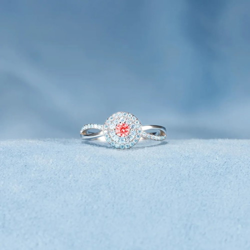 Ring with blue and red stones, elegant design