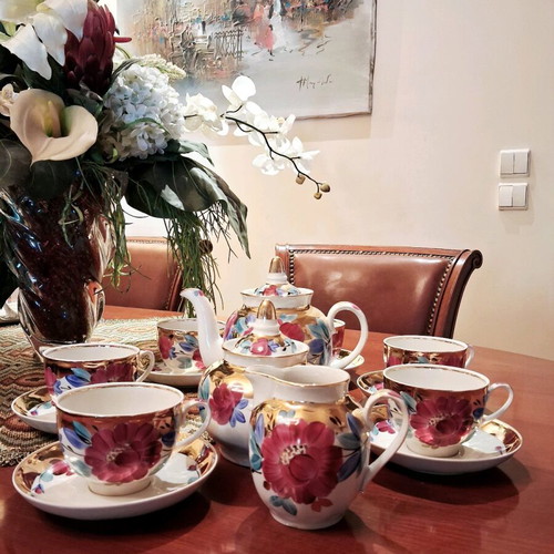 Σετ Τσαγιού Dulevo Porcelain Κόκκινη Παπαρούνα Vintage 1960-70 Καινούργιο