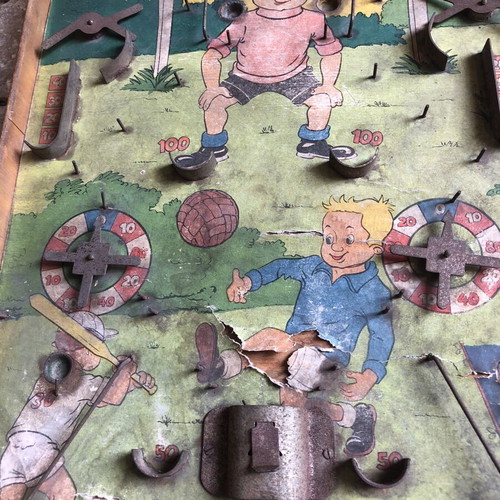Retro wooden game Fortuna football pinball used, vintage 1950-1960