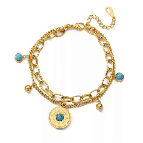 Bracelet new stainless steel with blue details