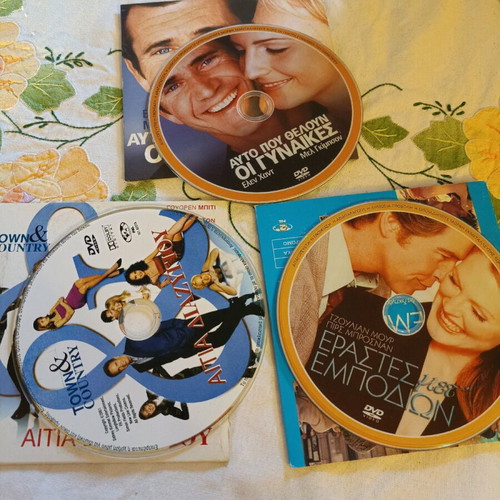 DVD movies used, pack of 3, romantic and social genres