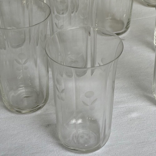 Set of 24 Crystal Art Deco Antique Glasses used