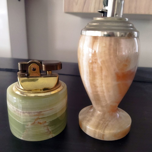 Vintage table lighters set from onyx, like new