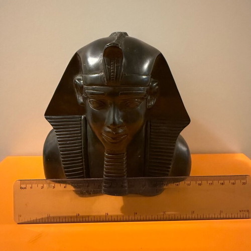 Egyptian Pharaoh bust used, black stone