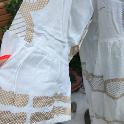 Caftan 100% Viscose New White with Gold Designs