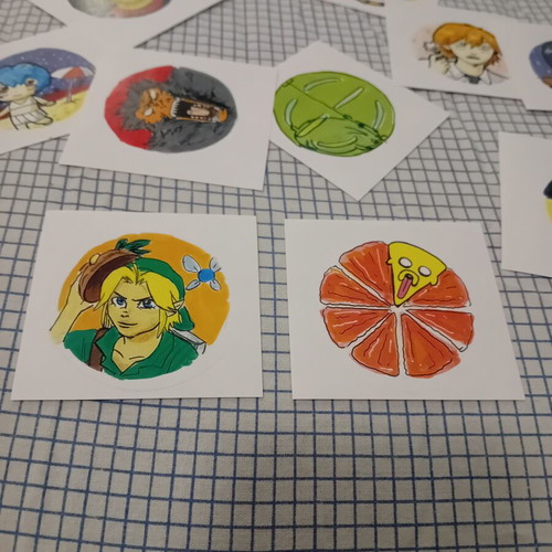 Set of 10 Hand-Drawn Anime and Gaming Stickers, A4 Art Sheet