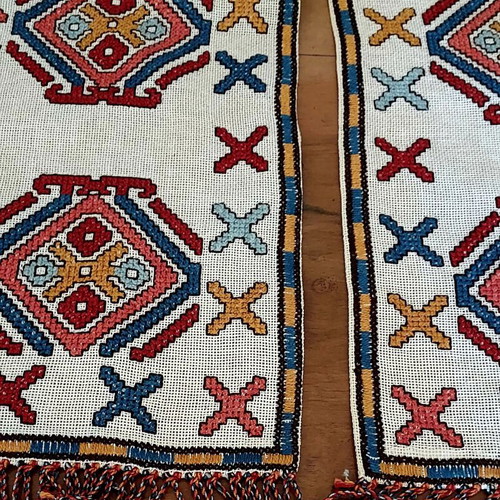 Handmade Cretan embroidered table runners, like new, set of 2
