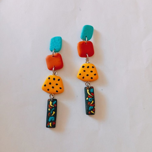 Handmade dangling earrings multicolor, new