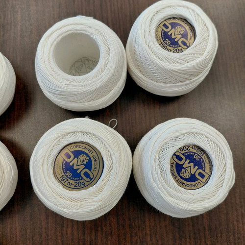 Fourteen white DMC CORDONET SPECIAL No20 & 30 balls new