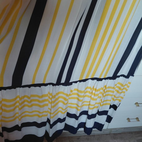 Striped maxi dress FJO 100% viscose like new, white yellow blue