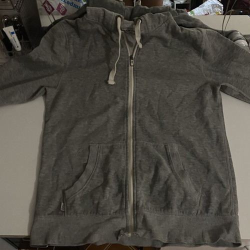 Grey zip-up hoodie jacket, size M