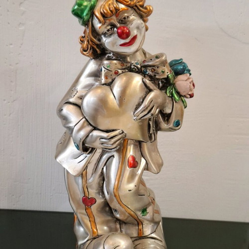 Vintage Bougelli Italian Sterling Silver Clown with Heart like New
