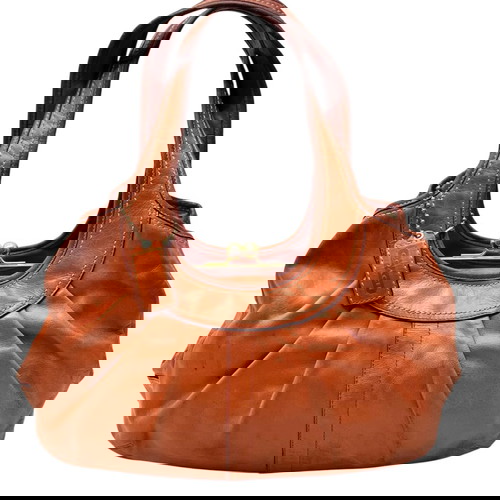 Coach оранжева кожена чанта за рамо употребявана