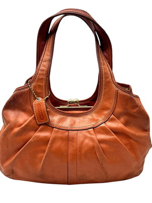 Coach оранжева кожена чанта за рамо употребявана