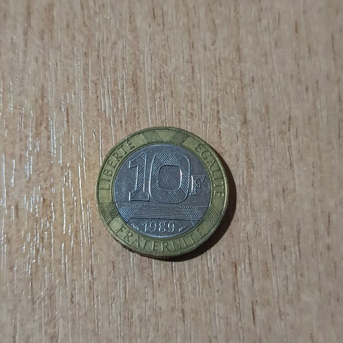 10 Francs France bimetallic coin 1989 used