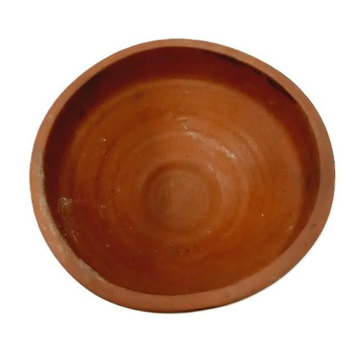 Vintage glazed ceramic bowl like new, round, brown
