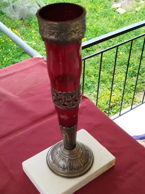 Handmade Blown Glass Vase from India with Alpaca Bordeaux Color