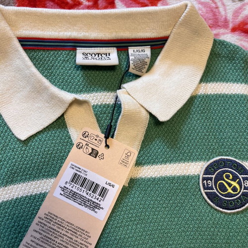 Scotch and Soda polo T-shirt brand new, XS, beige and green