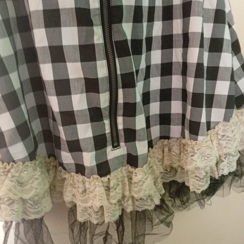 Girly dress Iron Fist M, new, black and white check with lace and tulle