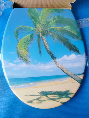 Κάθισμα λεκάνης CARRIBEAN καινούργιο με Soft-Close και σχέδιο από Duroplast