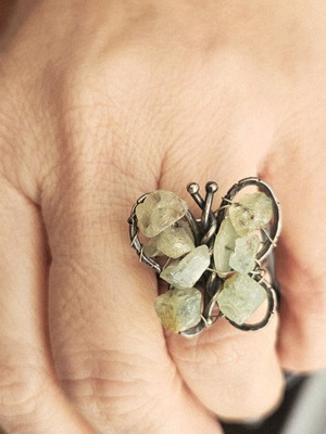 Silver ring handmade with aquamarine semi-precious stone like new