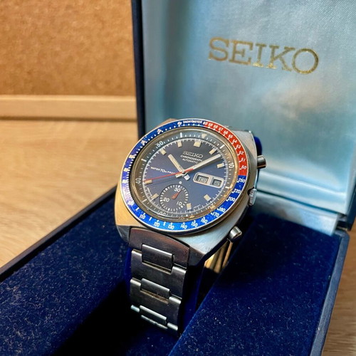 Seiko Cevert Vintage Chronograph 6139-6000 like new, blue dial