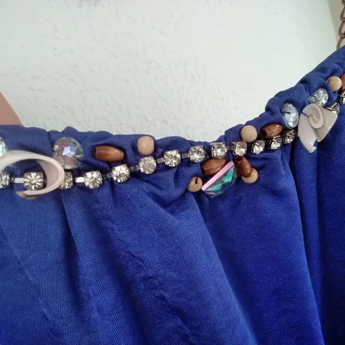 Women's dress used blue roua with beads and shells size Medium