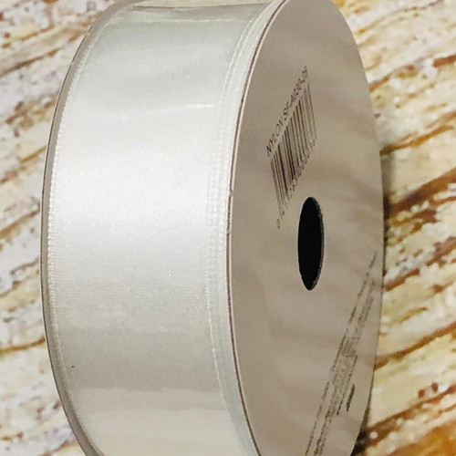 White gift wrapping ribbon new, 100% nylon, 2.5 cm x 10 m