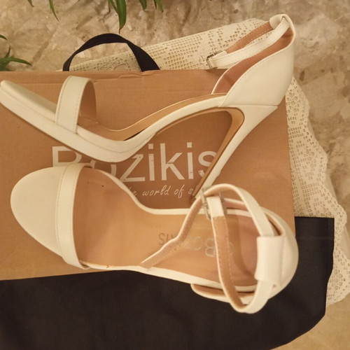 Bozikis white sandal, bridal and evening, 11.5 cm heel