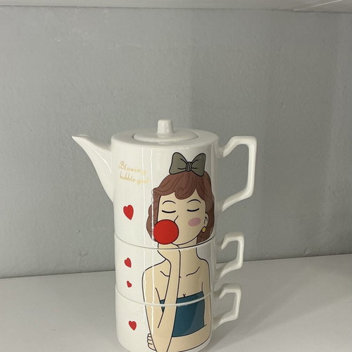 Teapot with Two Cups New Pop Art Design