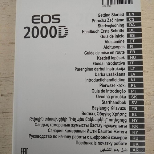 Canon EOS 2000D Manual user guide new, multilingual