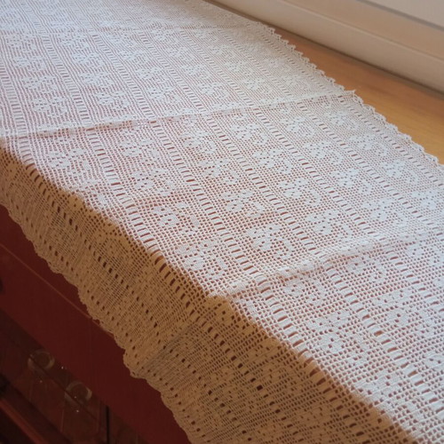 Handmade crochet beige table linen set new, 3 pieces