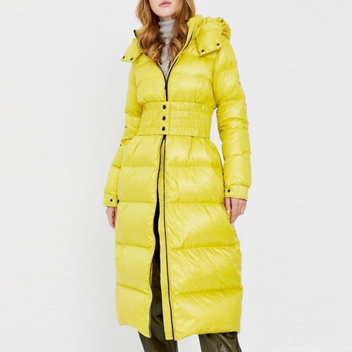 Twinset women's long winter down jacket new, yellow-green, M-L