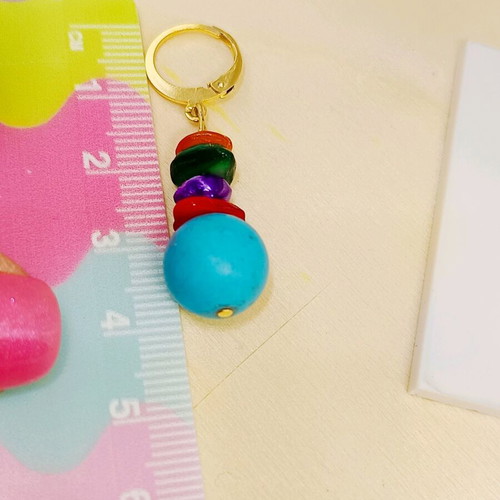Handmade Earrings with Turquoise and Mother of Pearl, Gold Plated Stainless Steel, New