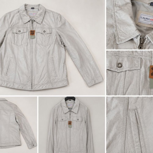 Laura Kent leather jacket new, size L/XL, beige ice color