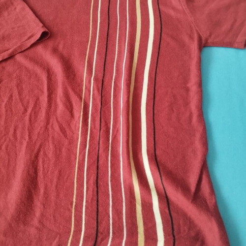 Fortunate Happy burgundy knit top with vertical stripes M/L like new