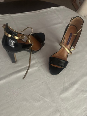Ralph Lauren 40B patent black sandals with 13 cm heel, new