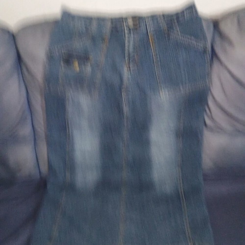 Denim long skirt with cargo pocket, vintage style, blue