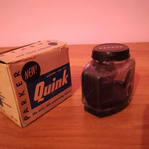 Glass collectible Parker ink bottle used