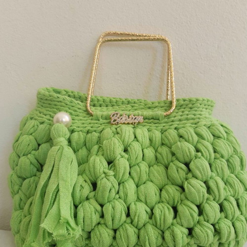 Handmade elegant handbag new, greenish color