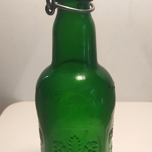 Vintage collectible beer bottles used, 4 pieces with porcelain caps