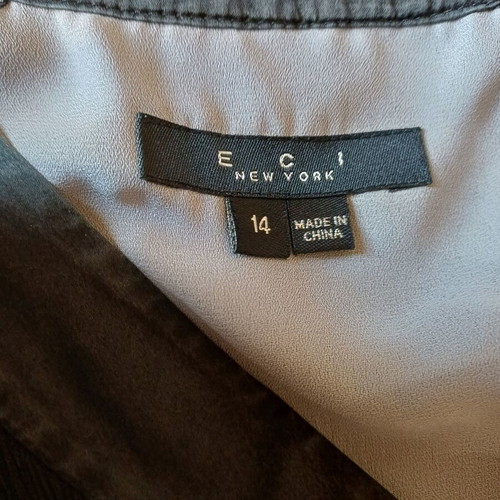 ECI New York silk dress size 14 L like new, black and gray