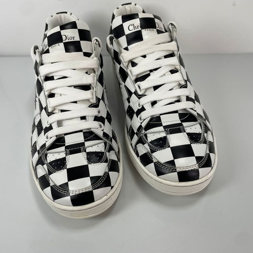 Christian Dior D-BEE Check Leather Sneakers size 37 like new, white and black