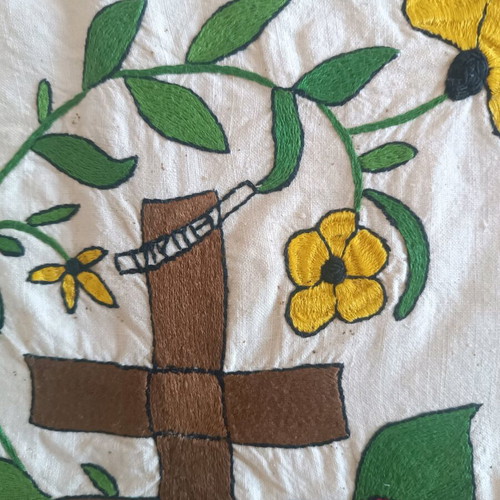 Embroidered handmade cross from 1930 new